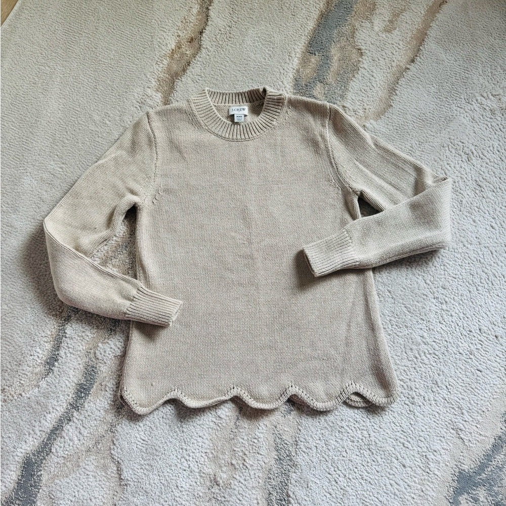 J Crew Factory Beige Knit Scalloped Sweater XXS